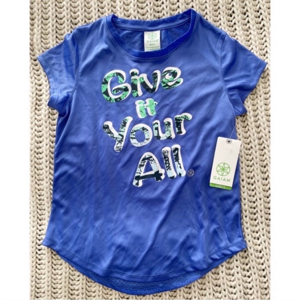 NWT Gaiam mesh back graphic tee girls sz 10/12